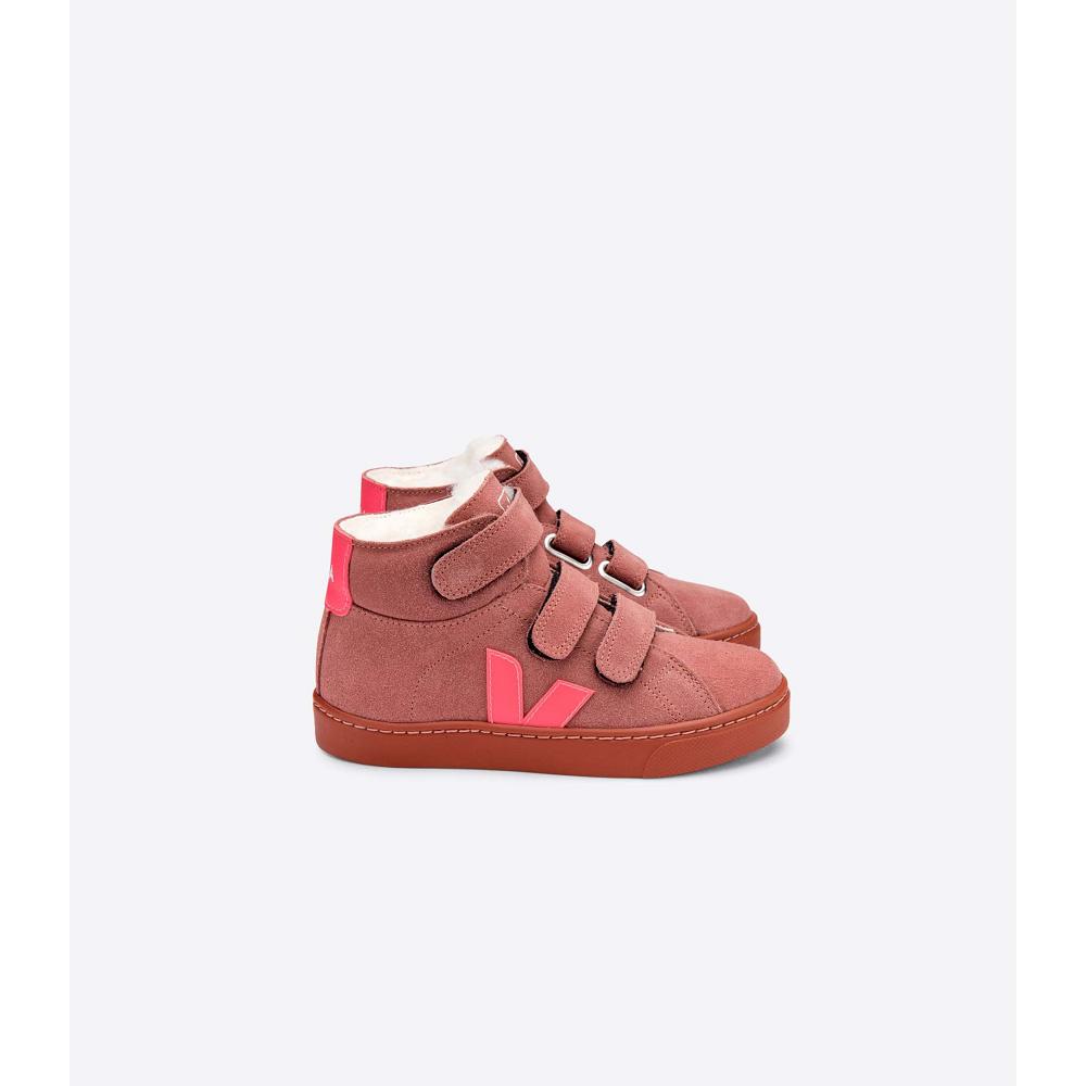 Kids\' Veja ESPLAR MID FURED SUEDE High Tops Red | ZA 699HAP